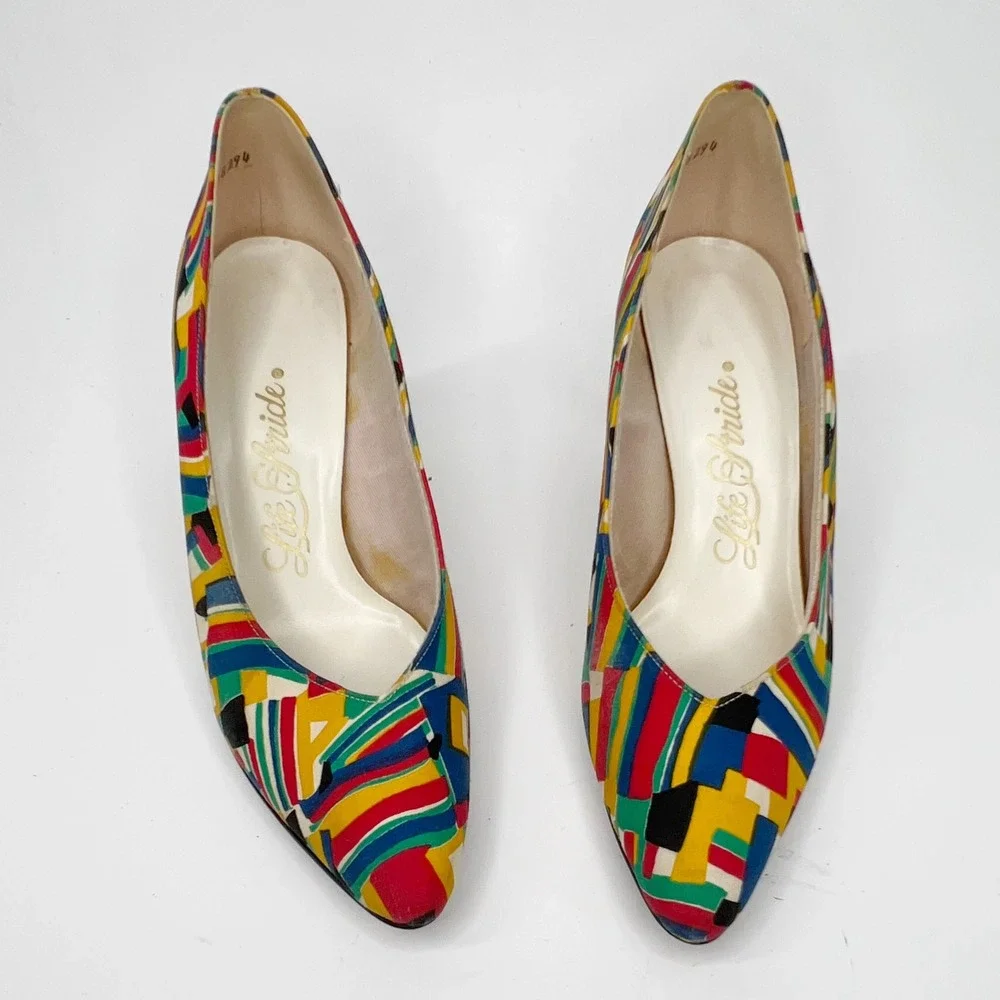 Vintage LIFE STRIDE 1980s Multicoloured Heels 7.5